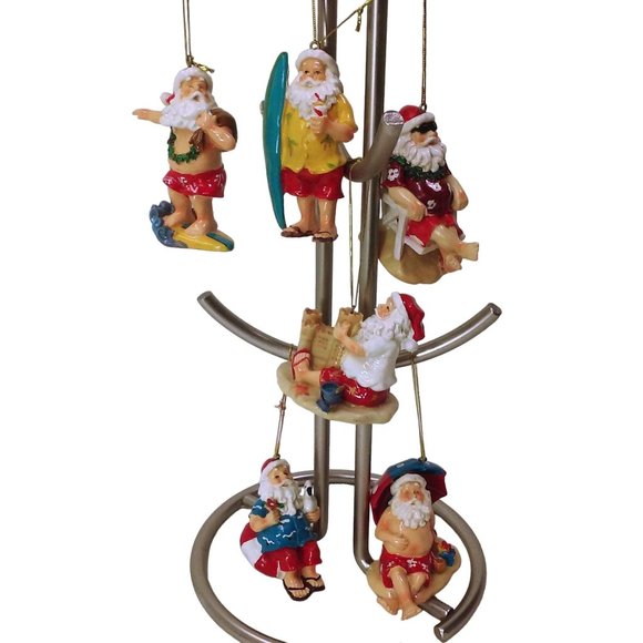 Bundle Lot of 6 Santa Claus Christmas Ornaments Beach Surfer Sandcastle Chill - Picture 11 of 11